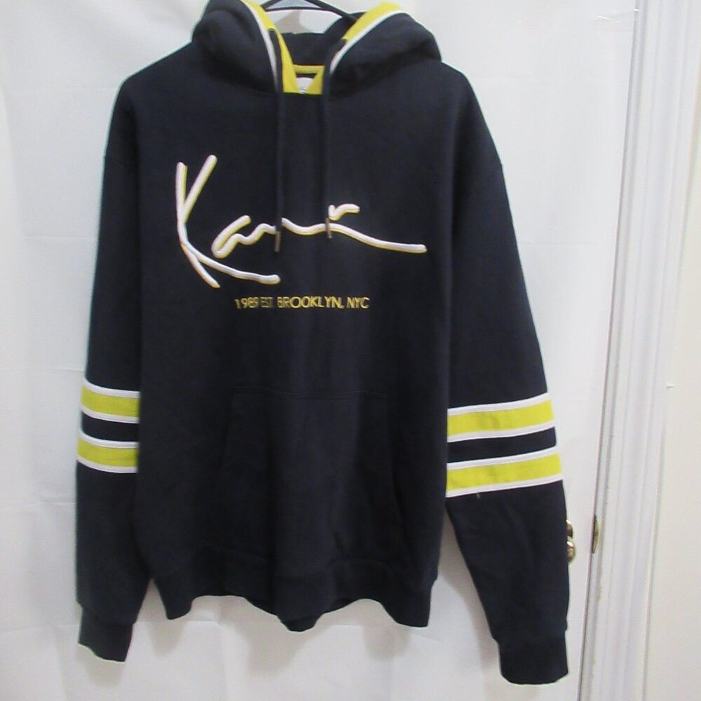 Vintage Y2K Karl Kani Navy Hoodie Hip Hop MTV Streetwear Tupac M embroided med